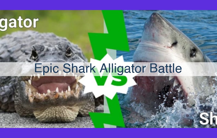 Epic Clash of Apex Predators: Shark vs. Alligator in an Aquatic Battlefield