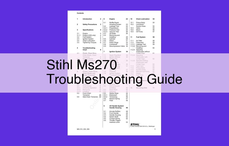 Comprehensive Stihl MS270 Troubleshooting Guide for Fuel, Ignition, Engine, and Chainsaw