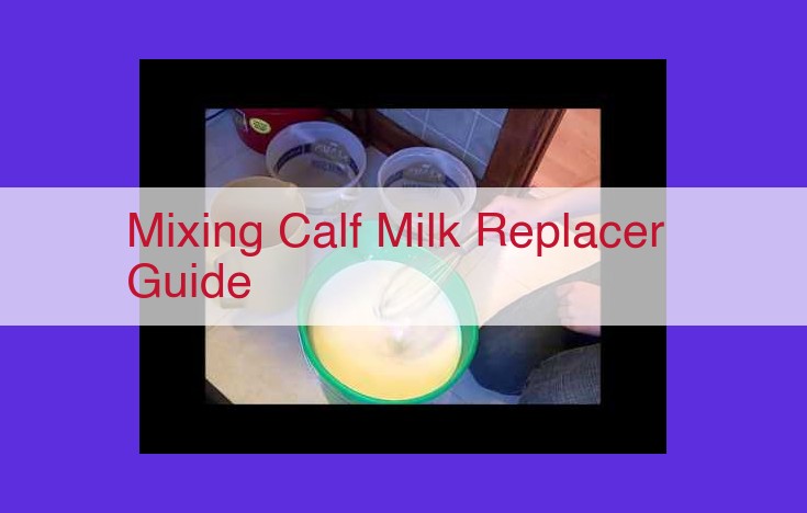 Optimize Calf Milk Replacer Mixing Guide for SEO: Title: Comprehensive Calf Milk Replacer Mixing Guide: Maximizing Nutrition and Health Optimized Keywords: Calf milk replacer Mixing Optimal nutrition Calf health Step-by-step guide Meta Description: Unlock the secret to optimal calf nutrition with our comprehensive guide on mixing calf milk replacer. Learn the best practices for accurate powder measurement, proper water disinfection, and effective mixing techniques. Discover how to ensure correct feeding schedules, temperatures, and hygiene for maximum calf health and growth.