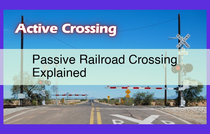 Optimize Passive Railroad Crossing Title for SEO Original Title: Passive Railroad Crossings: Safety Precautions and Responsibilities Optimized Title: Enhance Safety at Passive Railroad Crossings: Prevent Accidents and Trespassing SEO Keywords: Passive railroad crossings Railroad safety Safety precautions Trespassing prevention Accident prevention Railroad crossings Visual cues Stop signs Yield signs Railroad crossbucks Pedestrian safety Motorist safety Safety concerns Reporting safety concerns